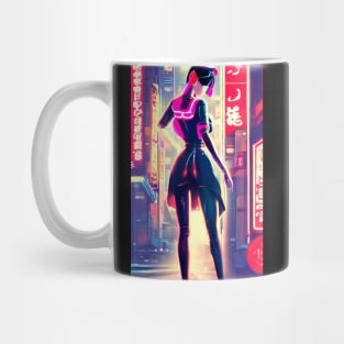 Cyberpunk geisha in the streets of tokyo Mug